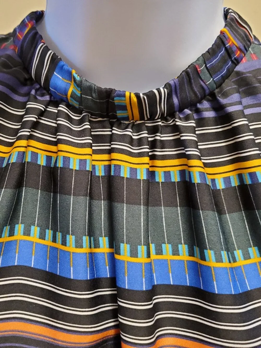 LOFT Festival Striped Multi-Color Tie Back High Neck Sleeveless Top Blouse - SP - Picture 5 of 12